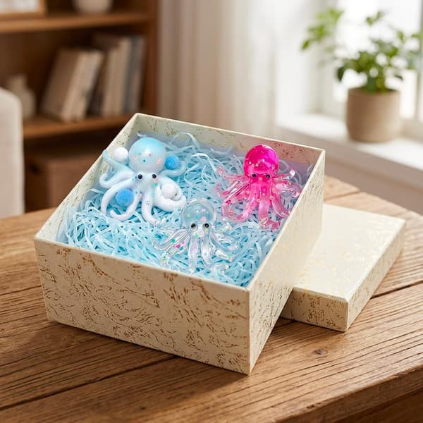 3 stk. blekksprut-squishy, søte squishies, assorterte farger