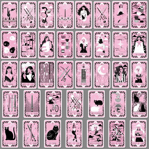 78 Tarot-klistremerker for barn, tenåringer, voksne, mote, graffiti, vanntette vinyl, neon-klistremerkesett for vannflasker, gitarer, skateboard, bagasje, mobiltelefoner