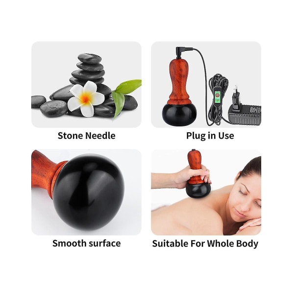 Hot Stone för massage Elektrisk ryggmassageapparat med temperaturkontroll, Gua Sha massageapparat för ansiktsskrapning-eu-plugg