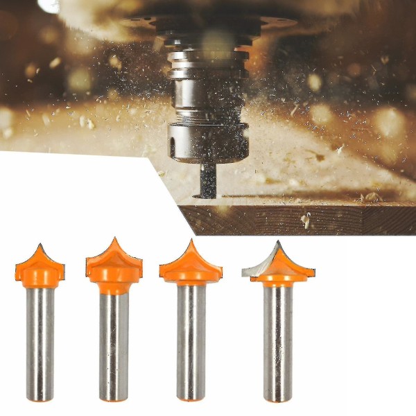 4 stk 8 mm skaft fræser Bit Point Cut Solid Rund Næse Bit Præcis Shaker Cutter Tool til træbearbejdning