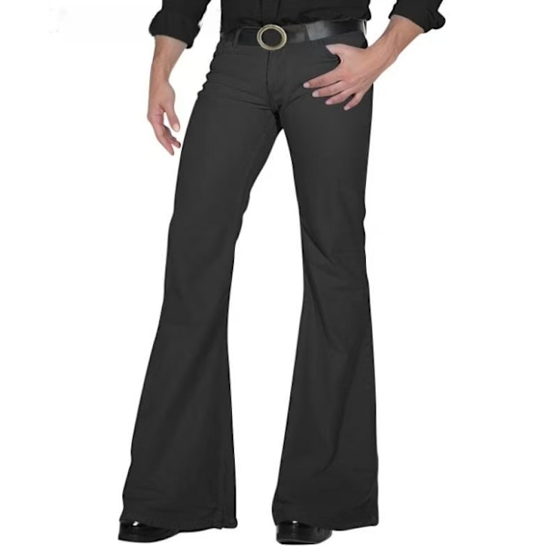 70-talls discobukser herre slengbukser 60-talls 70-talls slengbukser vintage jeans herrejeans A003-Black 2XL