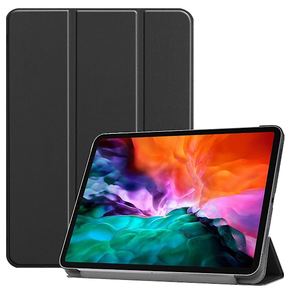 For iPad Pro 12.9 tommers deksel 2021 5. generasjon, slank og lett tri-fold stativdeksel [Auto Sleep/Wake] iPad Pro 12.9 2021 mykt TPU bakdeksel-svart