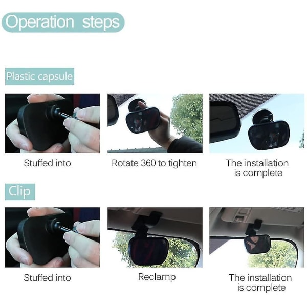 Bilinteriør Baby Observations Spejl - Bakspejl Baby Care Børneovervågning - 360 graders justerbar solskærm bakspejl1110
