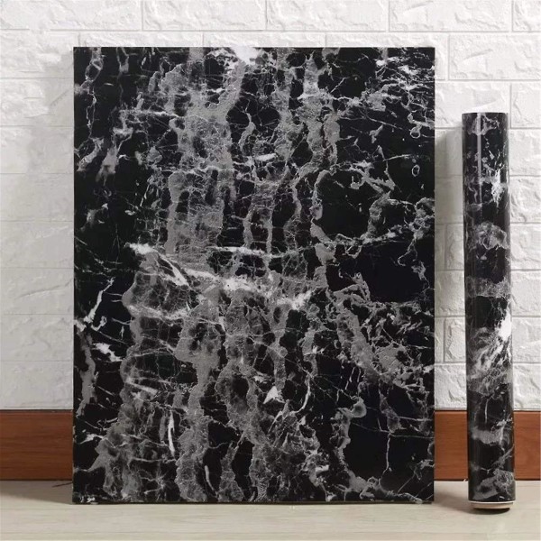 Yancorp Black Wallpaper Black Marble Wallpaper Counter Top Peel And Stick Film Vinyl Self Adhesive Countertop Covers (black, 23.6" X 196.8" )