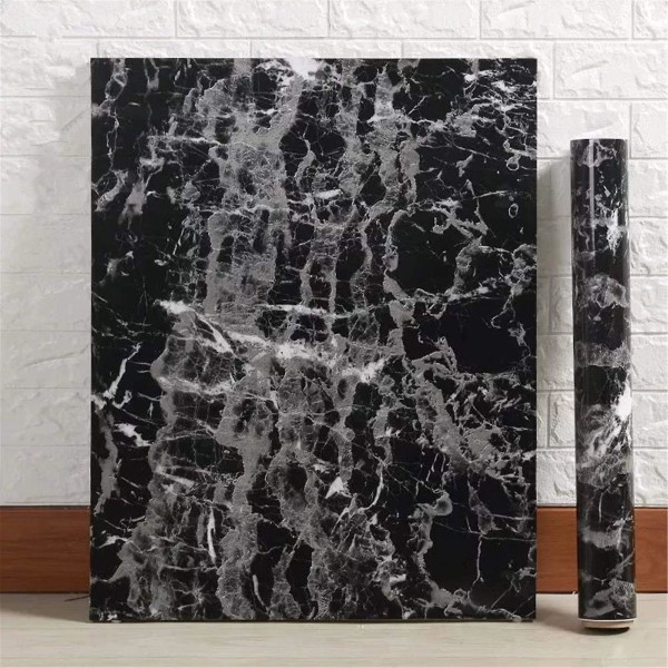 Yancorp svart tapet Svart marmor tapet Bänkskiva Peel And Stick Film Vinyl självhäftande bänkskivor (svart, 23,6" X 196,8" )
