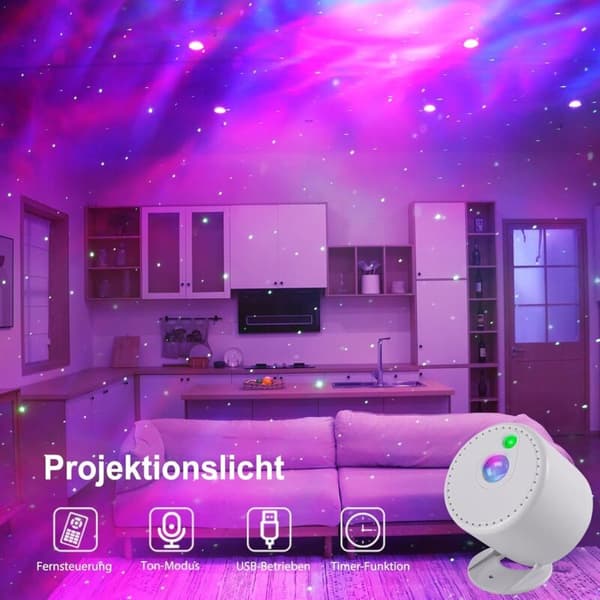 Fjärrkontroll Galaxy Stjärnprojektor Justerbar Hastighet & Ljusstyrka