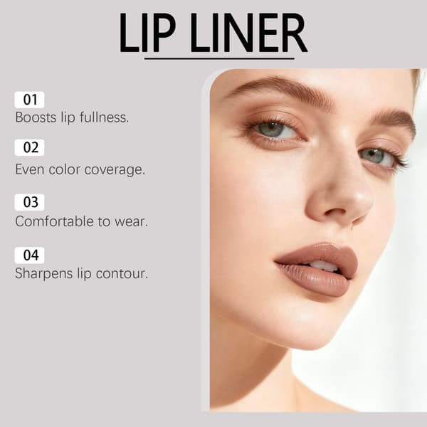 Zephoco Plumping Lipliner, Pinkbrun Læbeblyant, Glat Læbemakeup med Høj Pigmentering