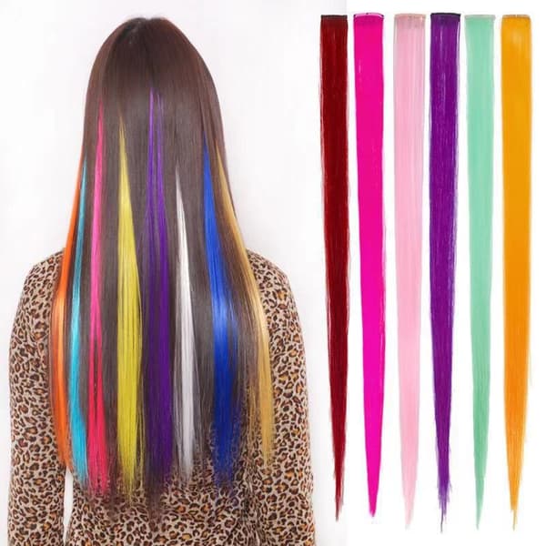 3 Clip-In Hår Extensions - 24 Farger Grå Lilla