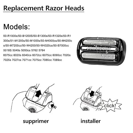 92S Barberhode Erstatningshode Sølv, Kassettfoliekutter for Braun Series9 9240s 9260s 9280cc 9290cc