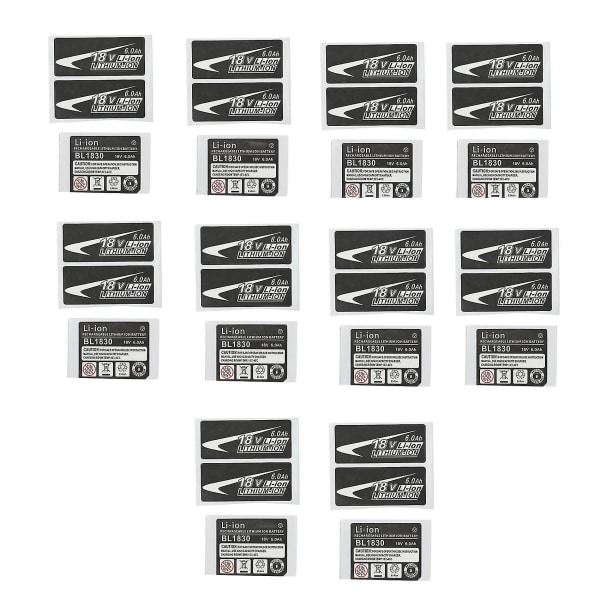 10 sæt Bl1830 Label Lithium Ion Batteri 18v 6.0ah Sticker Label Egnet Kompatibel 18v batteri Logo-dt