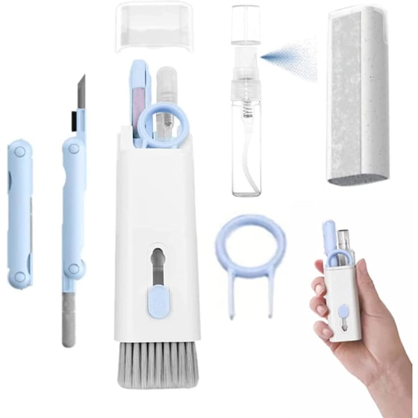 7-in-1 Electronics Cleaner Kit - Näppäimistön puhdistussarja, kannettava monitoiminen puhdistustyökalu PC-näytölle/kuulokkeille/matkapuhelimelle/kannettavalle/tietokoneelle/bluetoon