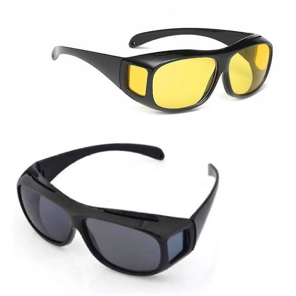 2-pakk Pull-on Night Vision Goggles for sjåfører, for brillebrukere, tonet polariserende