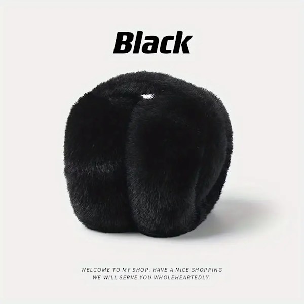Vinterørevarmer til kvinder, foldbare og justerbare, bløde ørevarmere i polyesterfleece, elastisk pasform, perfekte til koldt vejr. Black