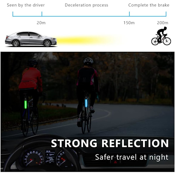 Gul 6-pak Refleks LED Blinkende Lys Pakke Vedhæng - 3 LED Tilstande - Sikkerhedslygter - Reflektor til Børn - med LED til Vandreture, Jogging