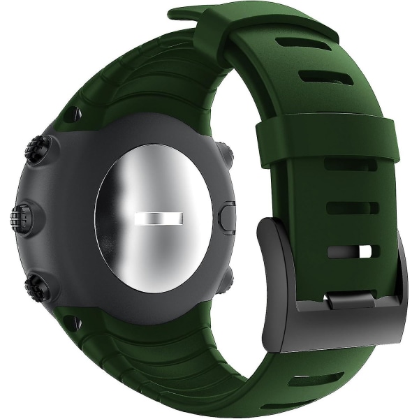 Suunto Core Strap Military Green, Silikone Erstatningsrem til Suunto Core Smartwatch med metalspænde og sort lås, passer til 140 mm-230 mm stropper