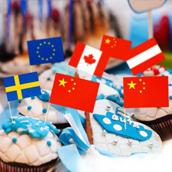 100 st Cupcake Country Flags World Country Stick Flaggor Fest Flagga Tandpetare Liten Country Flagga