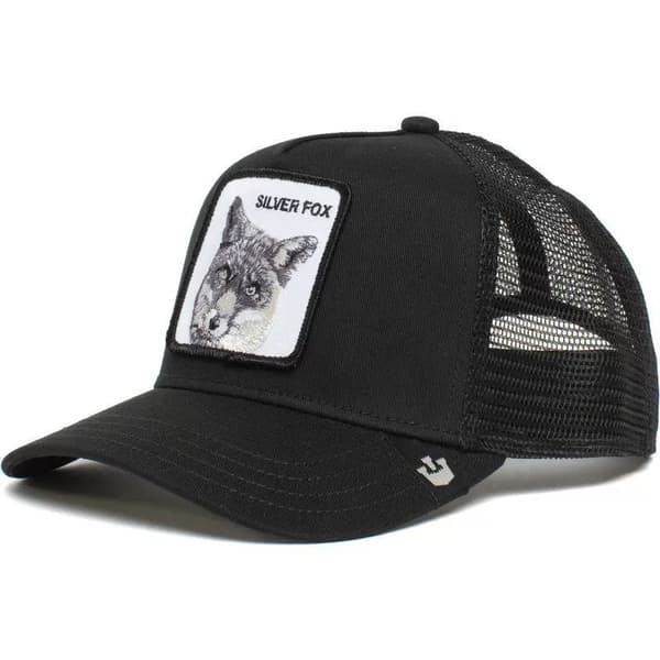 Broderad Djurmönstrad Mesh Keps - Snapback - Svart Räv