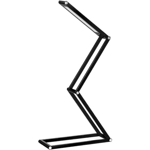 Vikbar sladdlös led-bordslampa USB -uppladdningsbar skrivbordslampa med vridbart huvud, 3 dimbara lägen (svart)