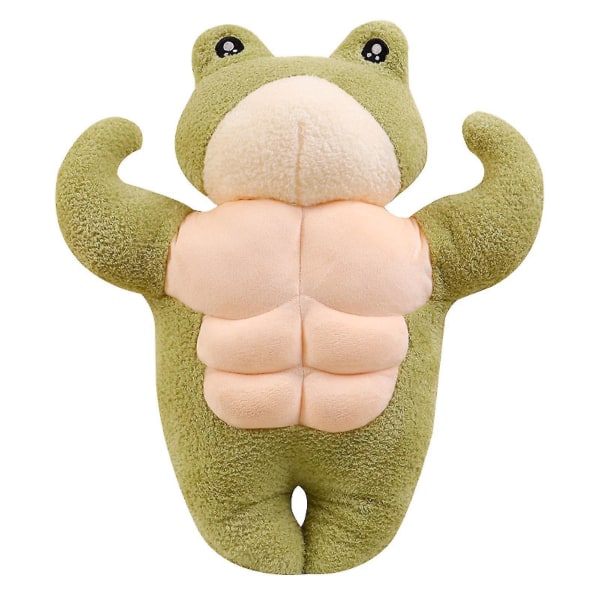 Sød grøn 3d Muscle Frog Plys legetøj Blødt, sjovt krammeligt, yndigt plys frø til børn 13,7 tommer