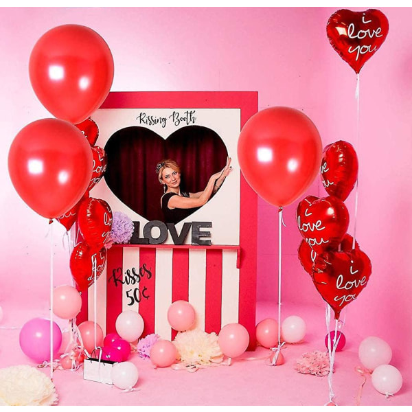 100 oppblåsbar rød ballong, 30 cm rød ballonglatex for gratulasjonsdagen bryllupsdagen festdekorasjoner