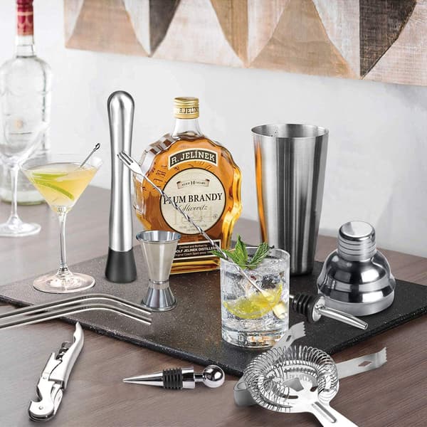 Cocktail Shaker Sett - Rustfritt Stål Sølv 5 Deler