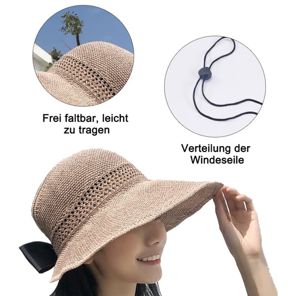 Solhatte til Kvinder Letvægts Foldbar/Pakkebar Strand Solhat, Khaki