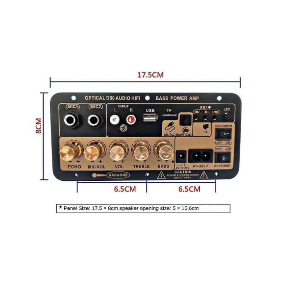 D50-vahvistinkortti optisella äänellä Bluetooth-vahvistin Usb Fm-radio Tf-soitin Diy-ääni-subwoofer