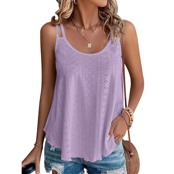 Dame vest, sommer camisole, sommermode, ærmeløs skjorte lilla L