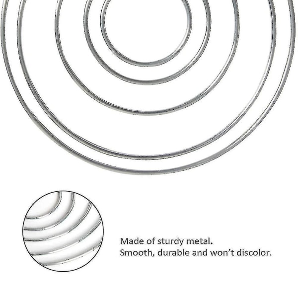2024  Nye  20 stykker metall drømmefanger ringer - Bøyler stål håndverk sølv ringer for håndverk, makramé og andre DIY