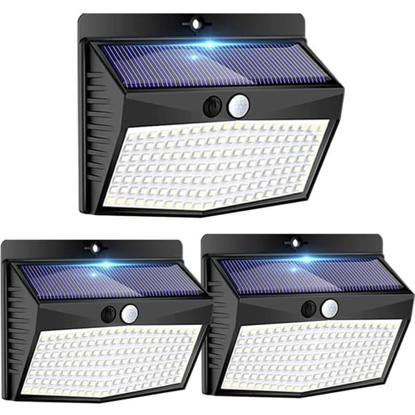 138 LED Utendørs Solcellelampe – Bevegelsessensor – IP65 Vanntett – 3 Lysmoduser – Enkel Veggmontering