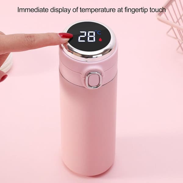 Termos, 420ML Vannflaske Vakuumisolert Kopp Rustfritt Stål, LCD-Touchscreen Temperaturvisning