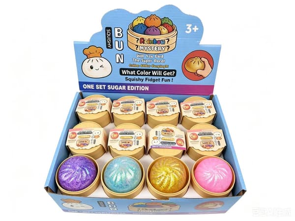 12-pak glimmer-squishies med dampkurv – dumplingformet stressbold – sensorisk klemmelegetøj til børn og voksne