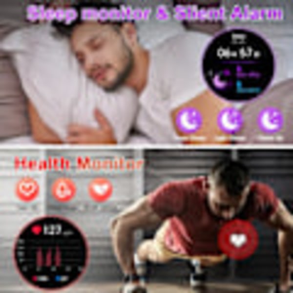 Smartklokke for menn med ringefunksjon - Vanntett Bluetooth liten