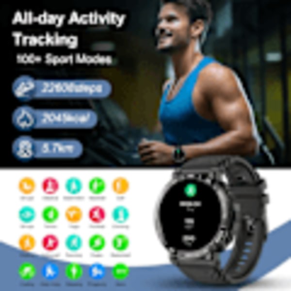 Smartklokke for menn med ringefunksjon - Vanntett Bluetooth liten
