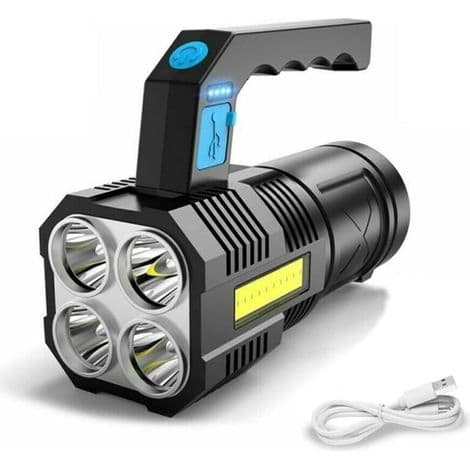 Genopladelig COB LED Lommelygte 4 Tilstande Vandtæt Nødlys