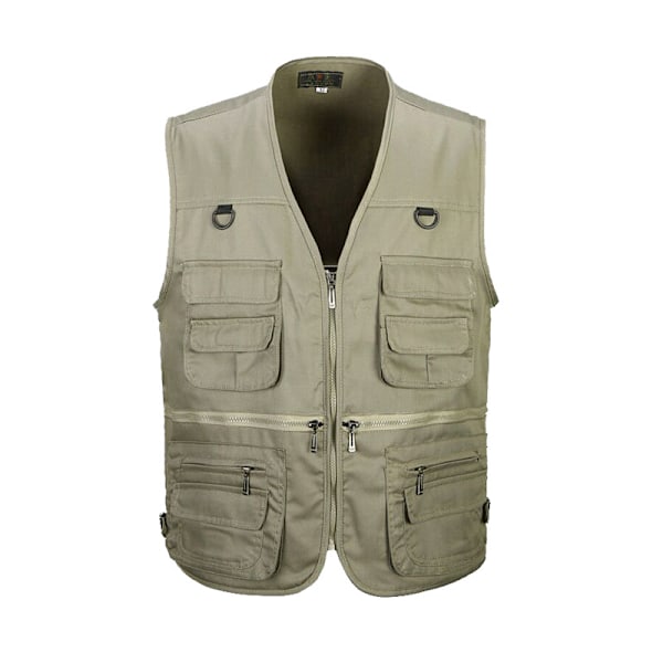 Fiskeväst för män, jakt, vandring, utomhusväst med fickor khaki 4xl