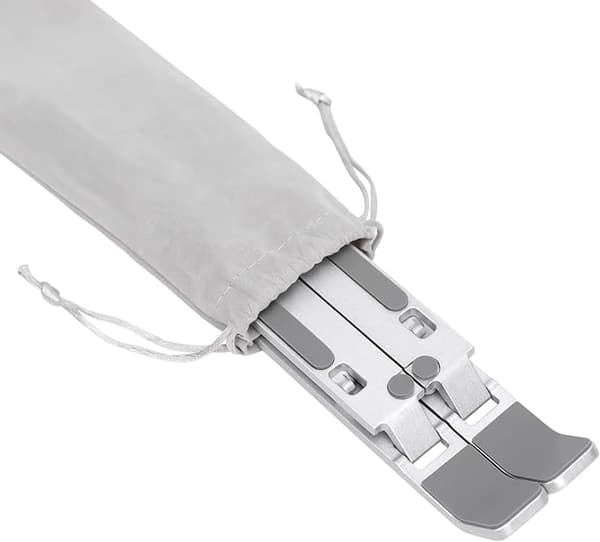 Sammenleggbart laptopstativ og -forhøyer for skrivebord, 6-vinklet justerbart, lett bærbart design, anbefalt for ergonomisk visning