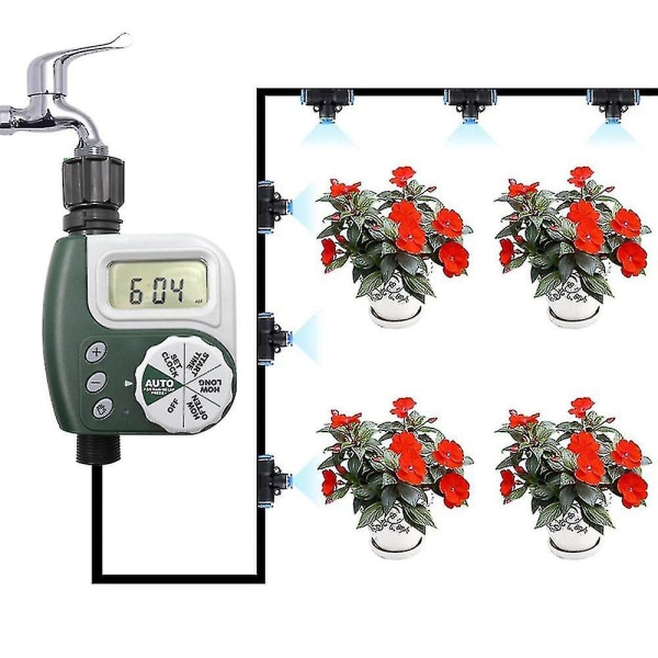 Digital vanntimer, vanningsklokke Vanntett LCD-skjerm Digital automatisk tidsbesparende, vanningsprogrammer ideell for hagedrivhuslandbruk [f