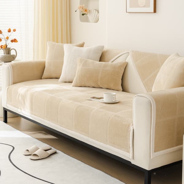 1 stk plysj sofatrekk sklisikkert sofatrekk tykt fløyelssofatrekk vinter Light Brown 90*90cm