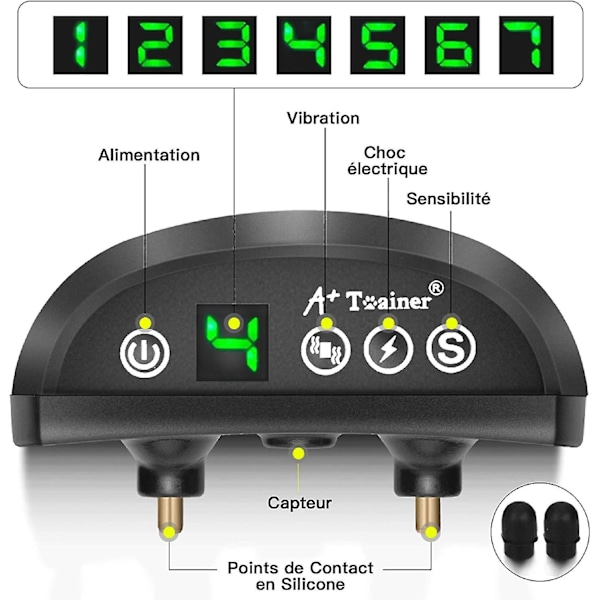 Hundhalsband för att stoppa skällande - 3 lägen Elektrisk chock/Vibration/Känslighet Hjälper till med säker och skonsam träning Automatisk IP65 Laddningsbart batteri Blod