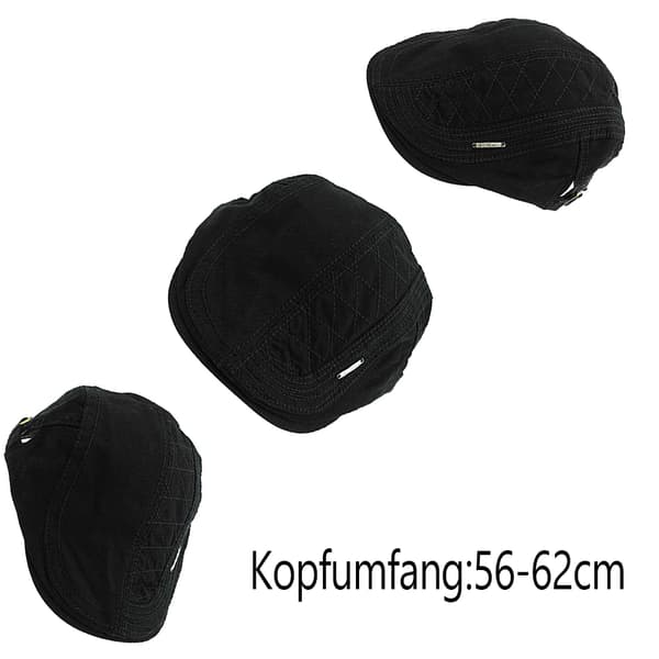 Stk Herre Flat Cap i Bomull - Vintage Stil, Beret, Svart