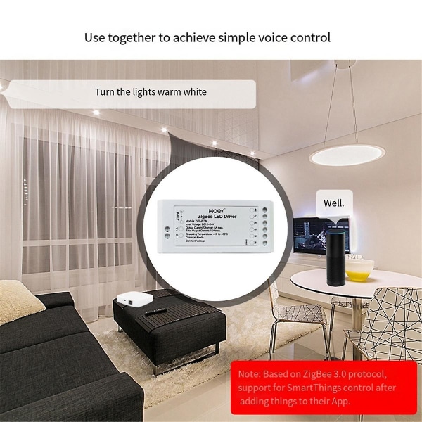 Zigbee 3.0 LED-kontroller Smart Strip-driver støtter Rgb Color App Timing Voice RGBCW Intelligence Controller