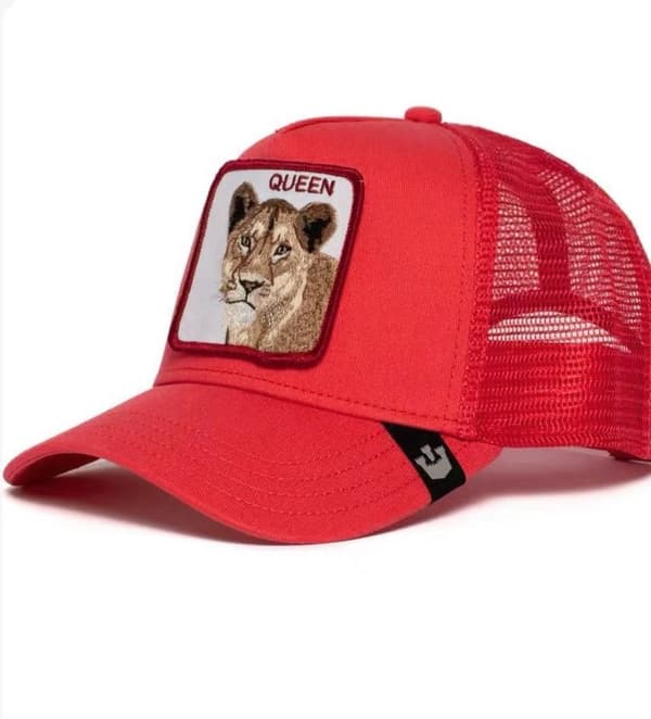 Broderad Djurmönstrad Mesh Keps - Snapback - Röd Puma