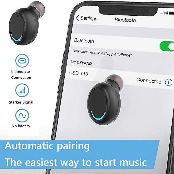 Langattomat kuulokkeet Bluetooth vedenkestävät kuulokkeet latauskotelolla 3D stereo in-ear Bluetooth-kuulokkeet mikrofonilla kuulokemikrofonilla Musta