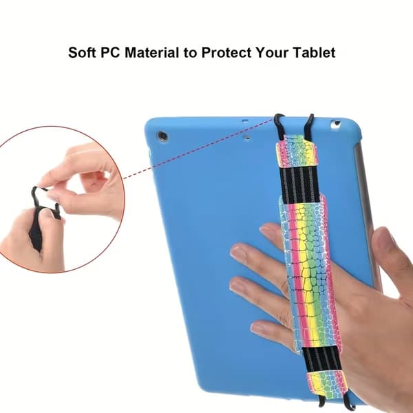 Justerbar tablet-håndrem, universel elastisk tablet-holder håndgreb til 9-11 tommer iPad Tab E-læser