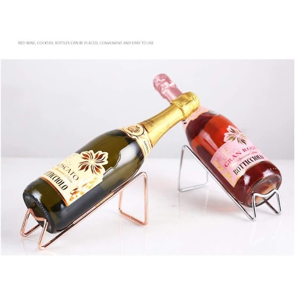 Creative Metal rødvinsstativ Enkelt vinflaskeholder stativ Display for hjemmets stue vinstativ (rose-gull)