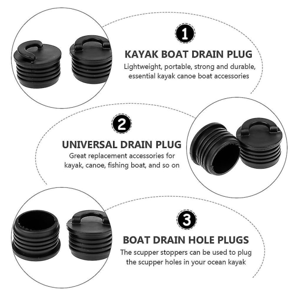 4st Kajak Båt Dräneringsplugg Universal Dräneringsplugg Kit Båt Dräneringshål Pluggar