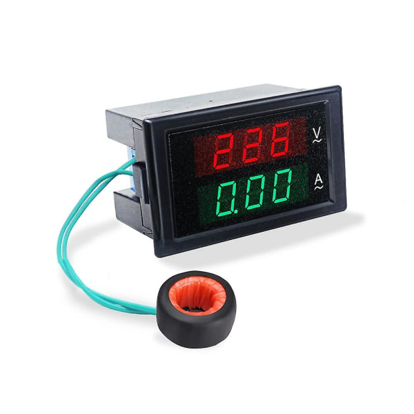 Digital Voltmeter Amperemeter AC 80-300v 0-100a Spenning Strøm Meter Volt Amp Display Voltmeter Ampere Multimeter 2 i 1 med strømtransformator