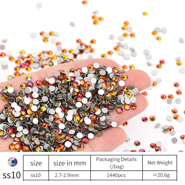 Flatback Rhinestones, for Craft Nails Dance Costumes, Flat Back Nail Crystals,red flame