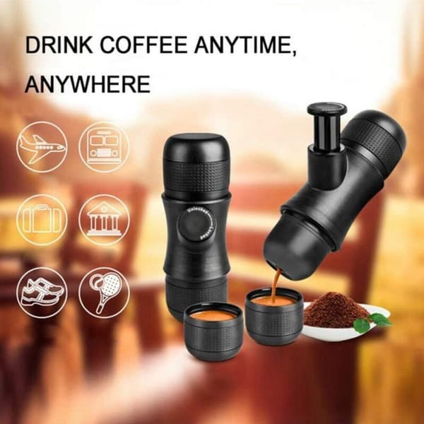 Bärbar espressomaskin, mini manuell resemugg, extra liten resemugg, manuellt driven, kompatibel med malet kaffe